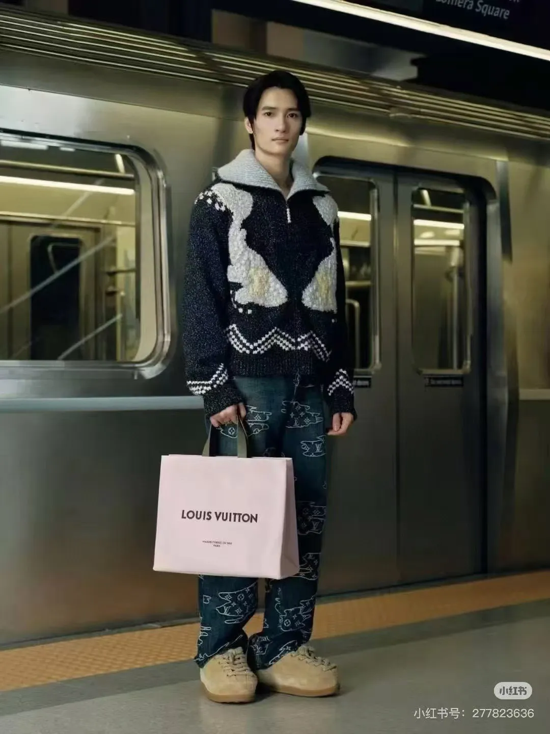 Louis Vuitton/Louis Vuitton 25Fw Nigo joint Pisces knitted jacket